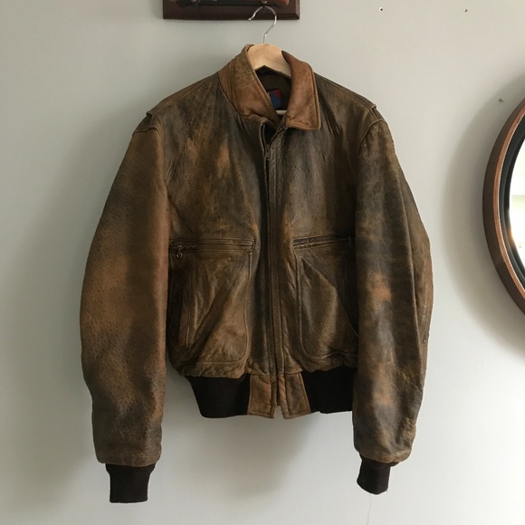 Mens Vintage Schott Leather Bomber Size 